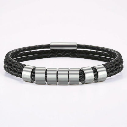 Father's Day Bracelet Personalized Name Engraved Magnetic Clasp
