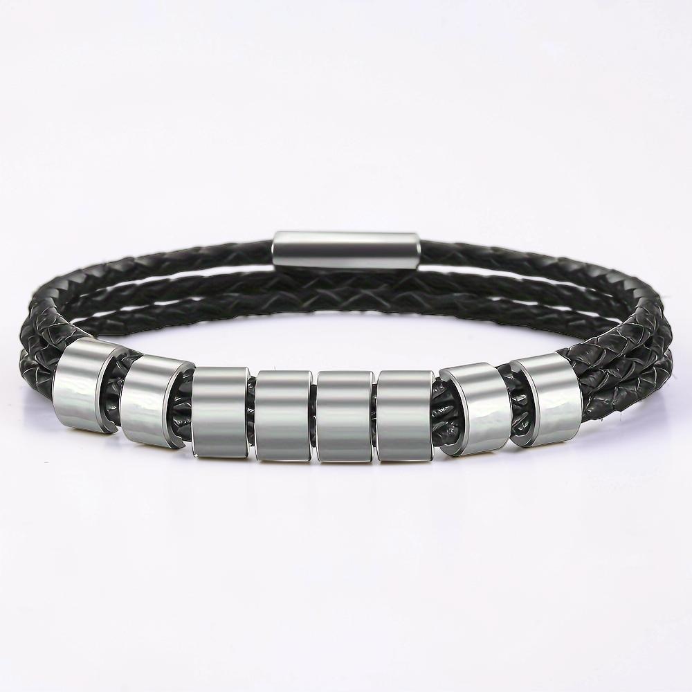 Father's Day Bracelet Personalized Name Engraved Magnetic Clasp