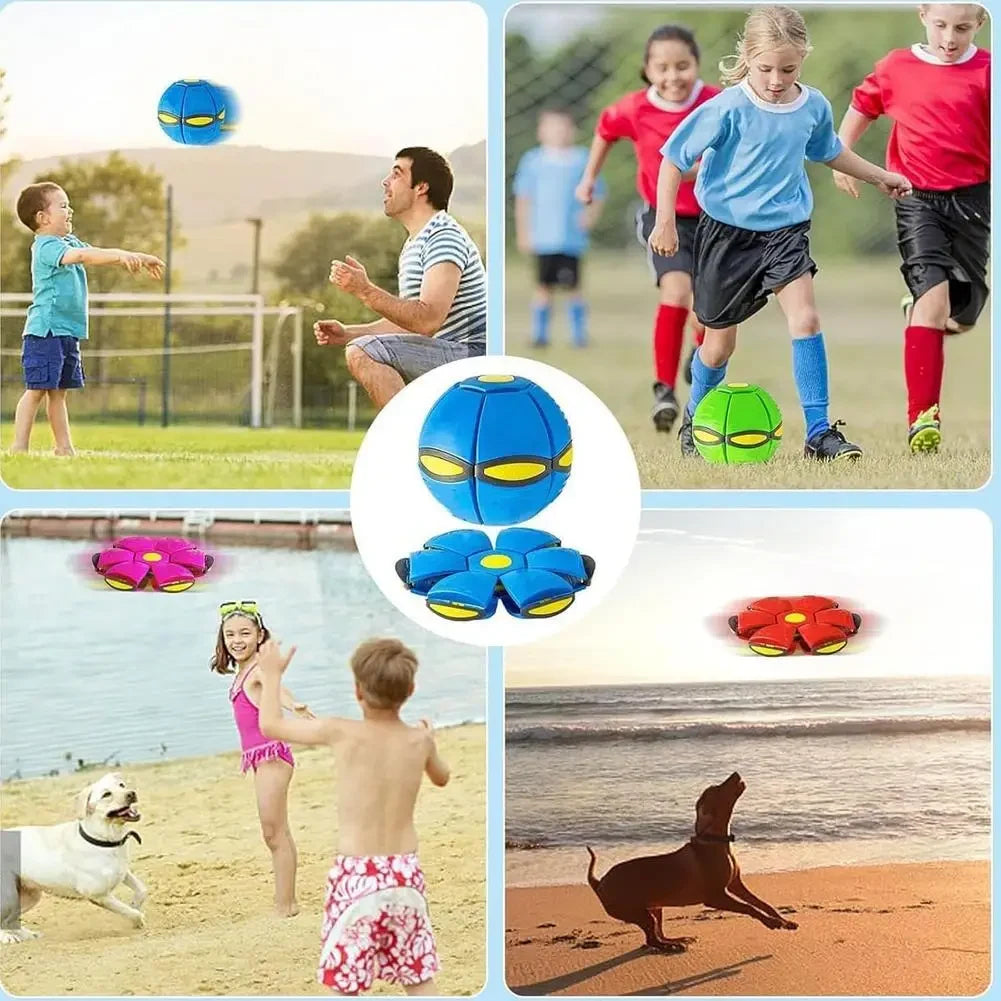Flying Ball Saucer Toy Kids Light Up Bounce Play