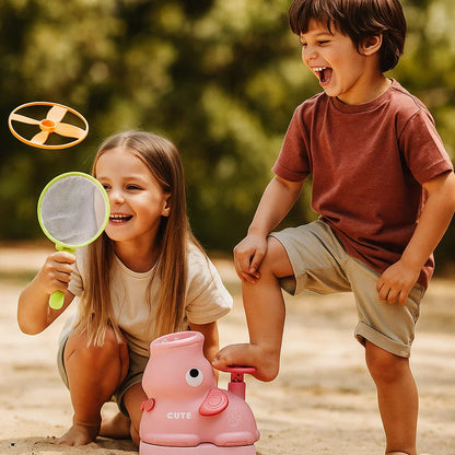 Flying Disc Launcher Toy Elephant Outdoor Activity for Kids 0
