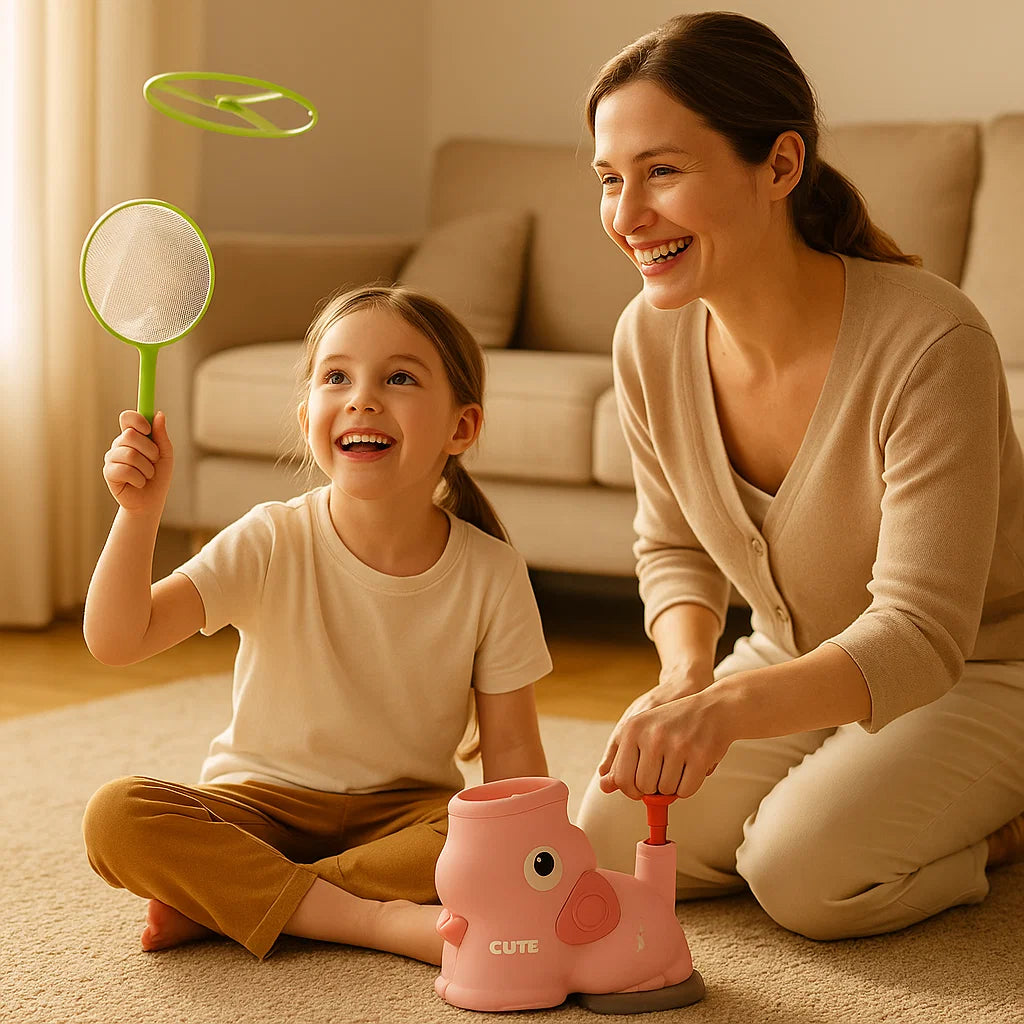 Flying Disc Launcher Toy Elephant Outdoor Activity for Kids 2