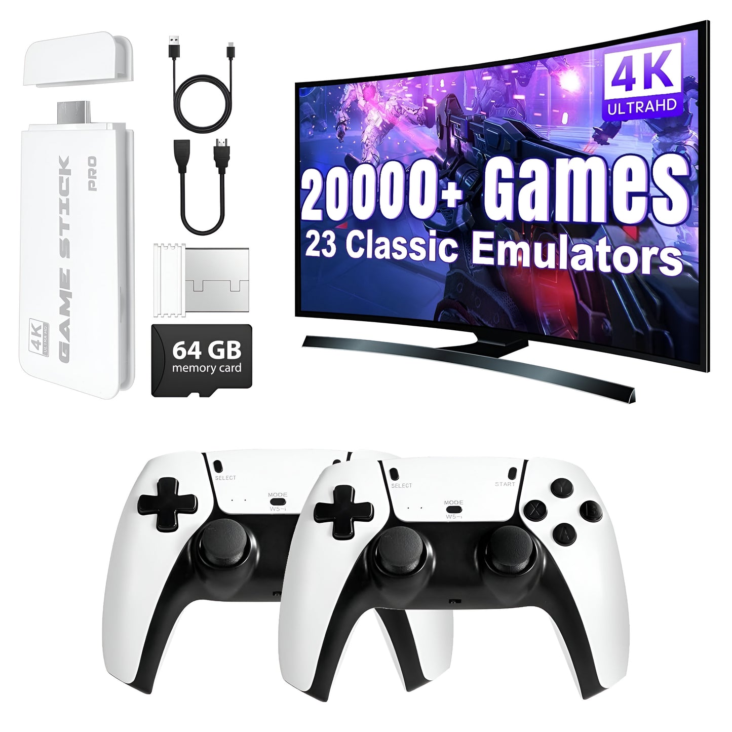 Game Console Retro HDMI Stick Wireless Controllers 4K Output