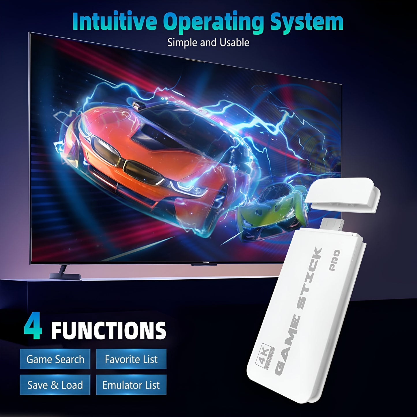 Game Console Retro HDMI Stick Wireless Controllers 4K Output