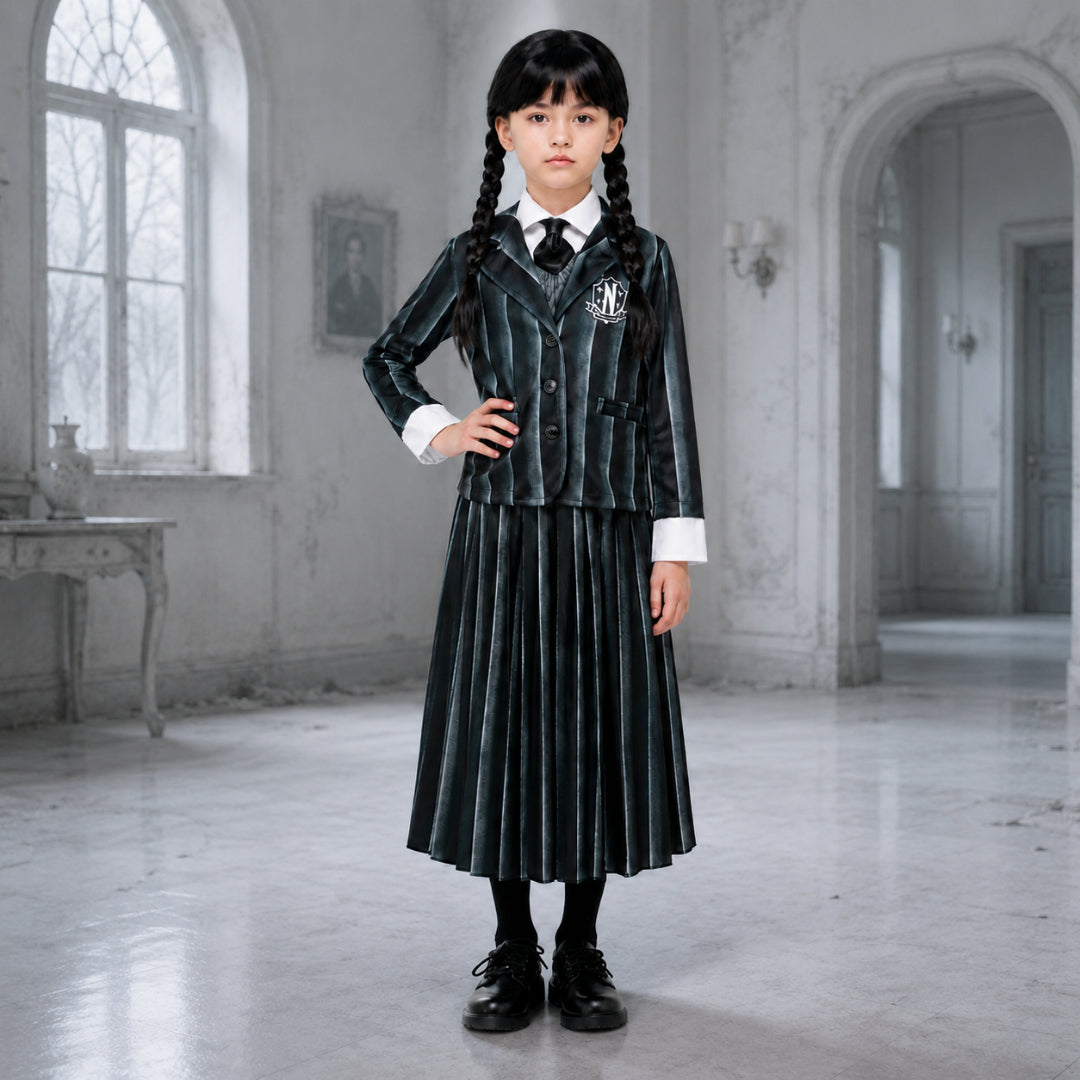 Kids Costume Gothic School Uniform Dress Up Outfit