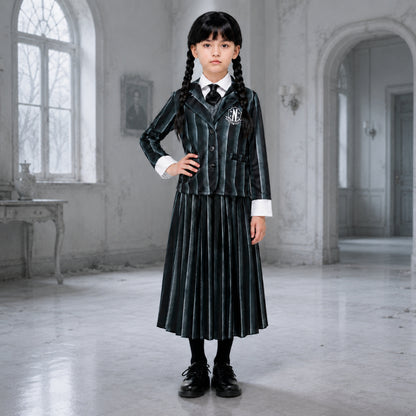 Kids Costume Gothic School Uniform Dress Up Outfit