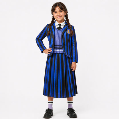 Kids Halloween Costume School Uniform Striped Dress Up Skirt