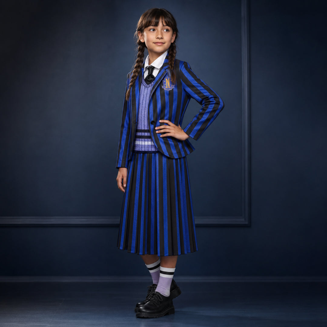 Kids Halloween Costume School Uniform Striped Dress Up Skirt