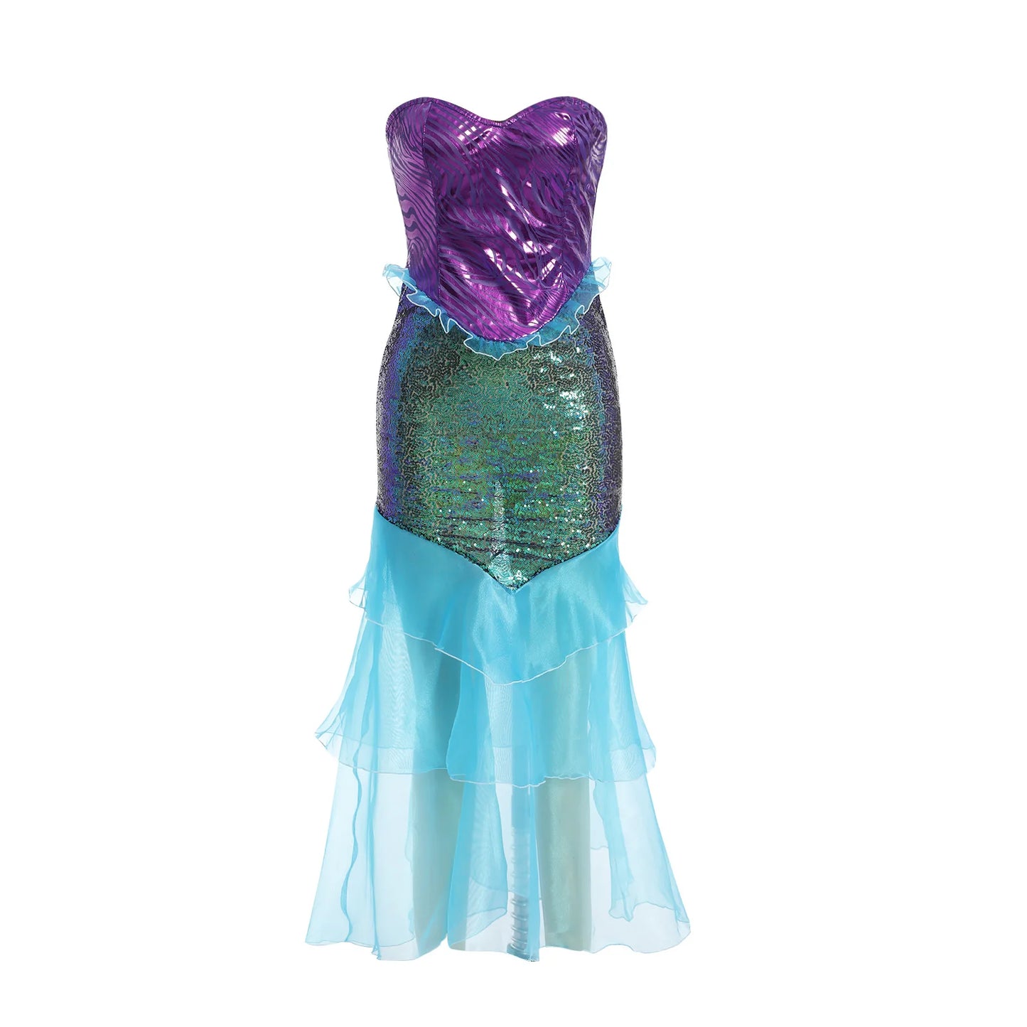 Disfraz de sirena para mujer para Halloween, vestido brillante para cosplay