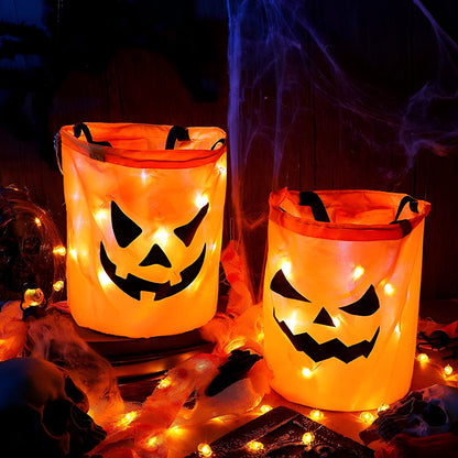 Halloween Bag LED Pumpkin Candy Tote Trick Treat Bag