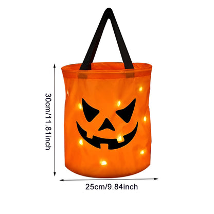 Halloween Bag LED Pumpkin Candy Tote Trick Treat Bag