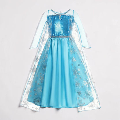 Halloween Costume Snow Princess Royalty Dress Cape Set