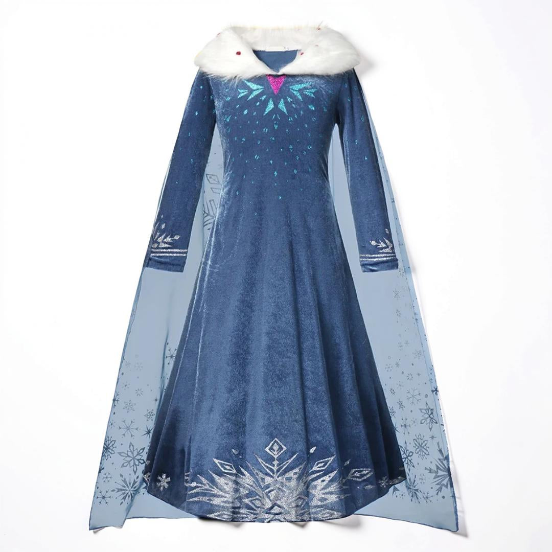 Halloween Costume Snow Princess Royalty Dress Cape Set