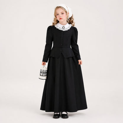 Halloween Costume Colonial Dress Apron Bonnet Outfit