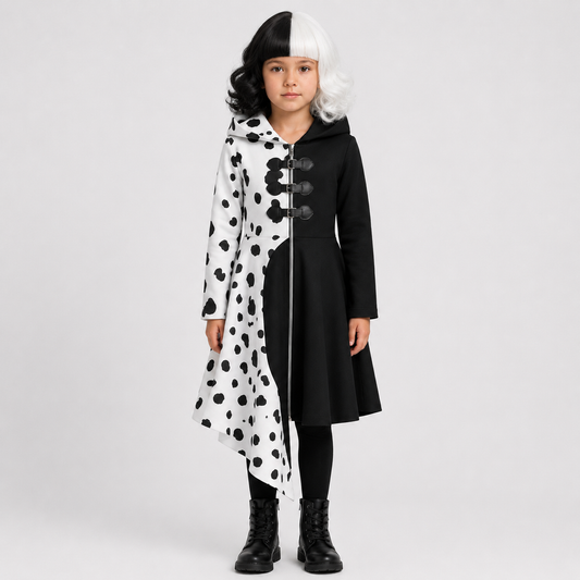 Halloween Costume Dalmatian Villain Party Dress Set