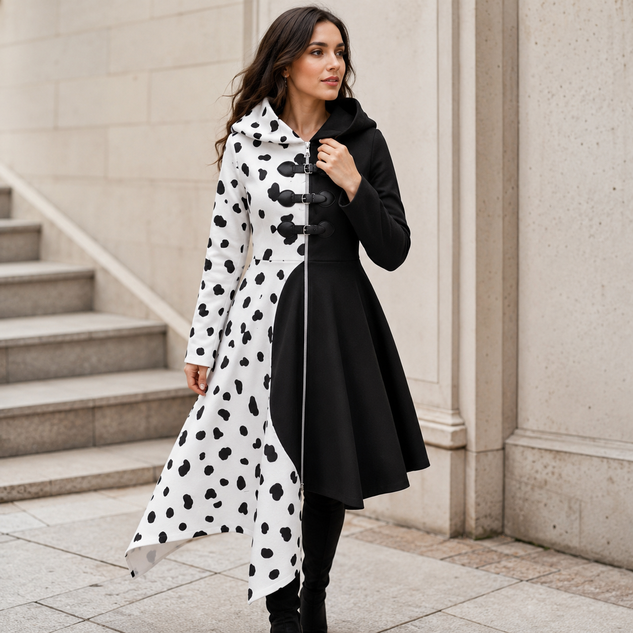 Halloween Costume Dalmatian Villain Party Dress Set