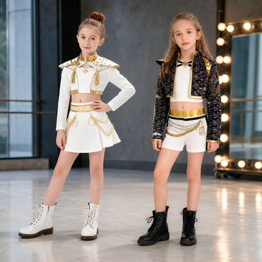Halloween Costume Girls Dance Outfit Hip Hop Stage Performance Set