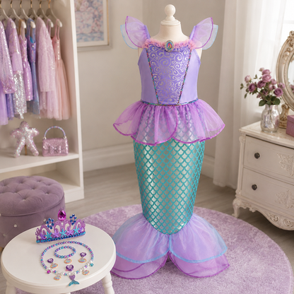 Halloween Costume Girls Mermaid Princess Dress Outfit