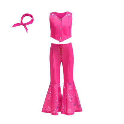 Halloween Costume Girls Pink Disco Outfit Cosplay Party Set