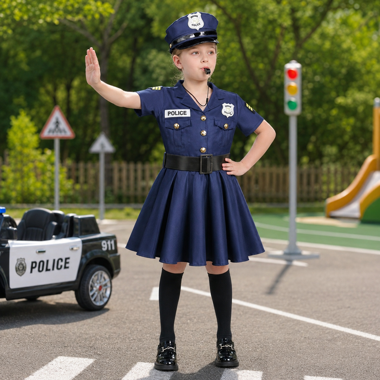 Halloween Costume Girls Police Officer Dress Role Play Set