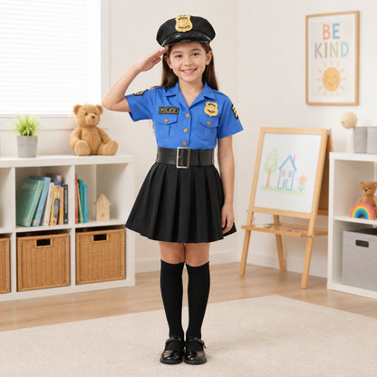 Halloween Costume Girls Police Officer Dress Role Play Set
