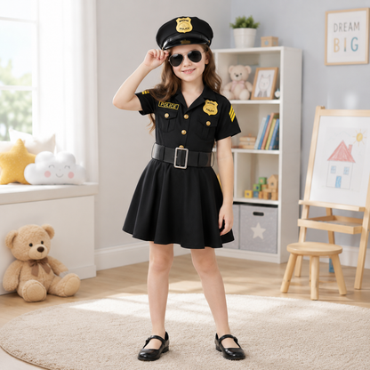 Halloween Costume Girls Police Officer Dress Role Play Set
