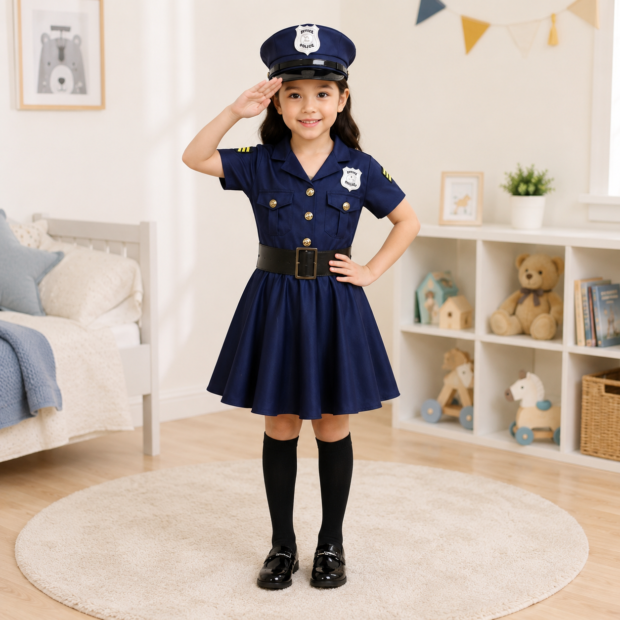 Halloween Costume Girls Police Officer Dress Role Play Set