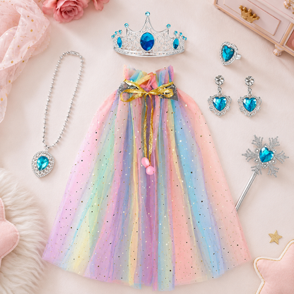 Halloween Costume Girls Princess Accessories Cape Jewelry Set