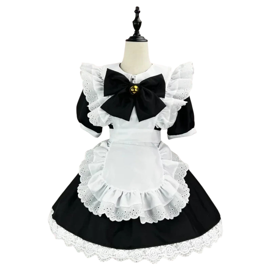 Halloween Costume Gothic Maid Dress Apron Attire