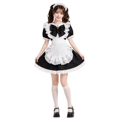 Halloween Costume Gothic Maid Dress Apron Attire