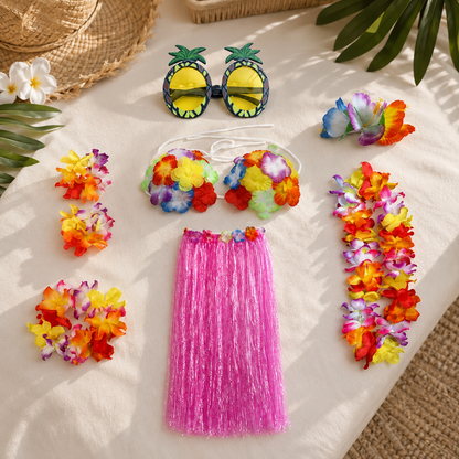 Halloween Costume Hawaiian Outfit Flower Crown Set