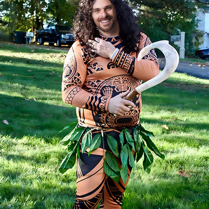 Halloween Costume Island Warrior Bodysuit Wig Roleplay Set
