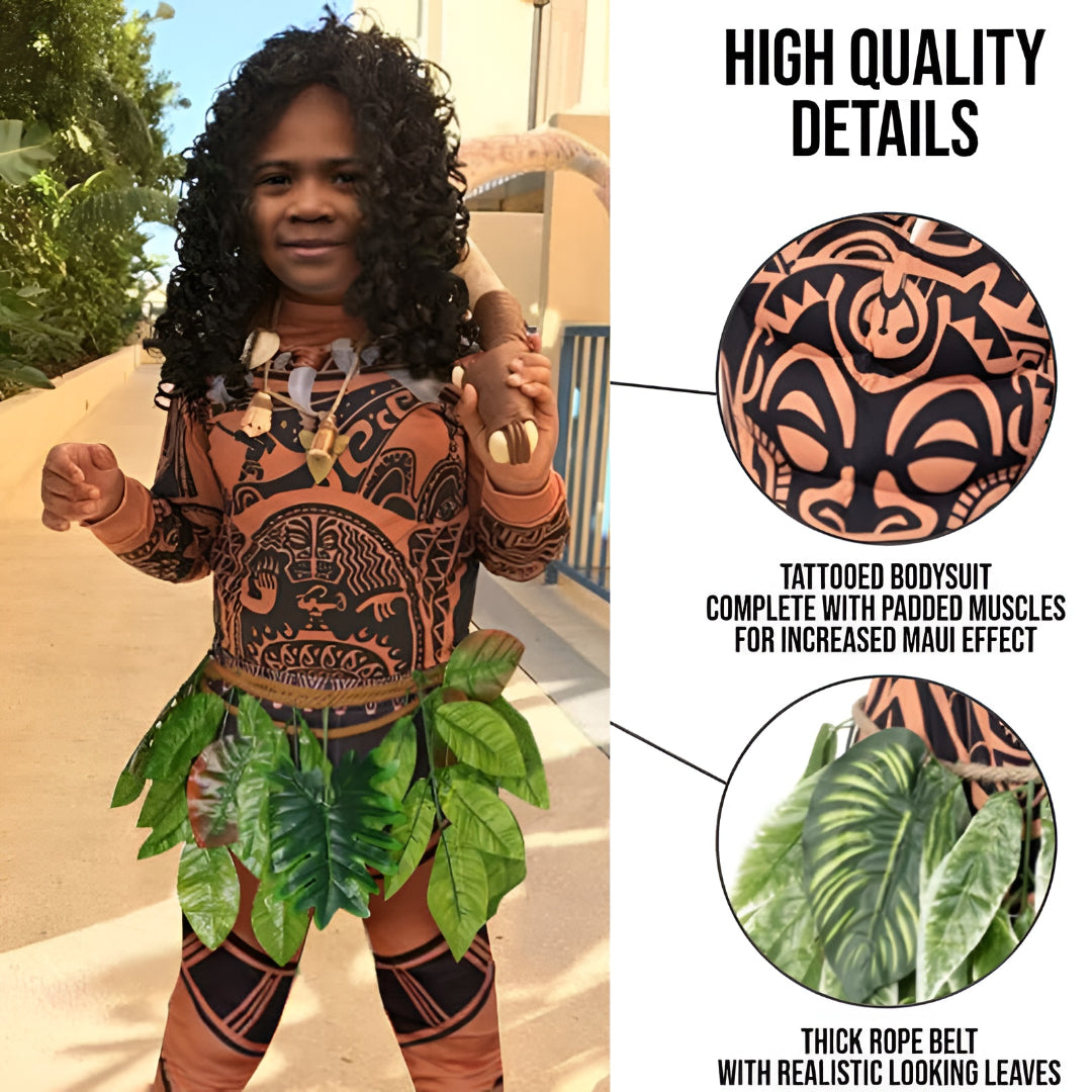 Halloween Costume Island Warrior Bodysuit Wig Roleplay Set