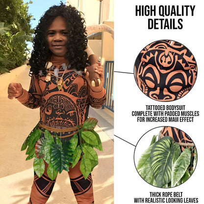 Halloween Costume Island Warrior Bodysuit Wig Roleplay Set