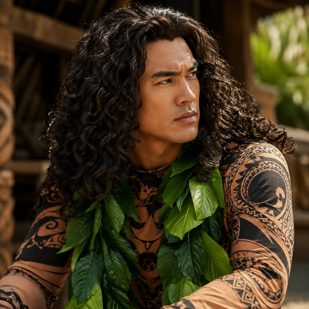 Halloween Costume Island Warrior Bodysuit Wig Roleplay Set