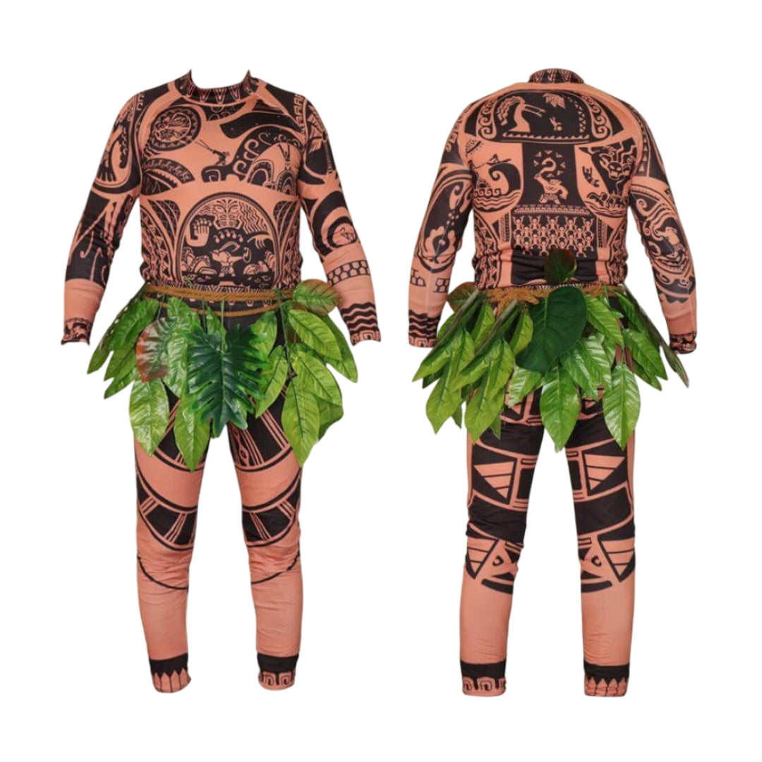 Halloween Costume Island Warrior Bodysuit Wig Roleplay Set