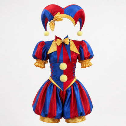 Halloween Costume Jester Clown Outfit Hat Gloves Socks