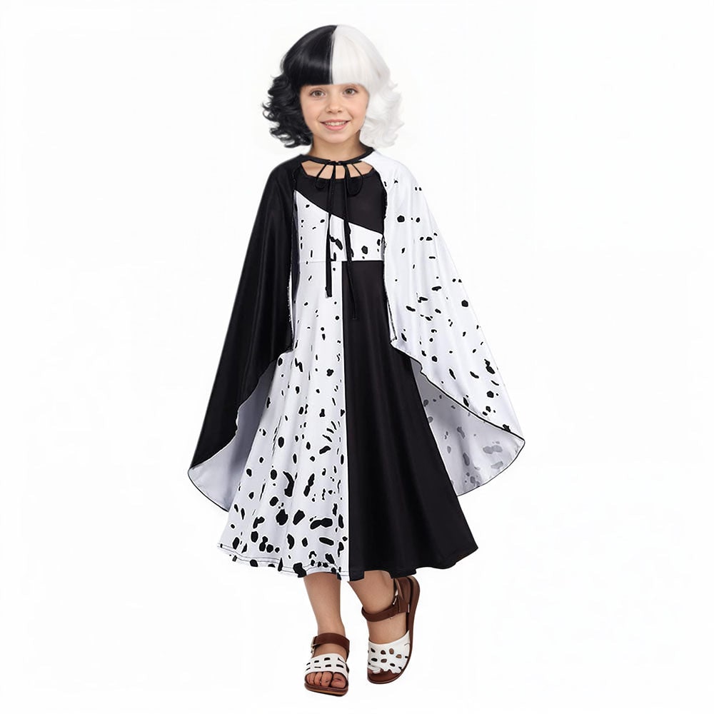 Halloween Costume Kids Dalmatian Cape Dress Set