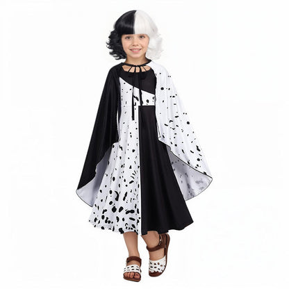 Halloween Costume Kids Dalmatian Cape Dress Set