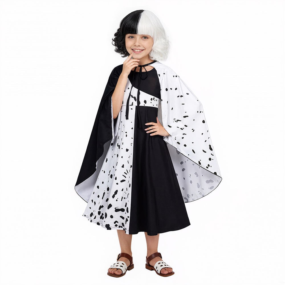 Halloween Costume Kids Dalmatian Cape Dress Set