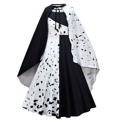 Halloween Costume Kids Dalmatian Cape Dress Set