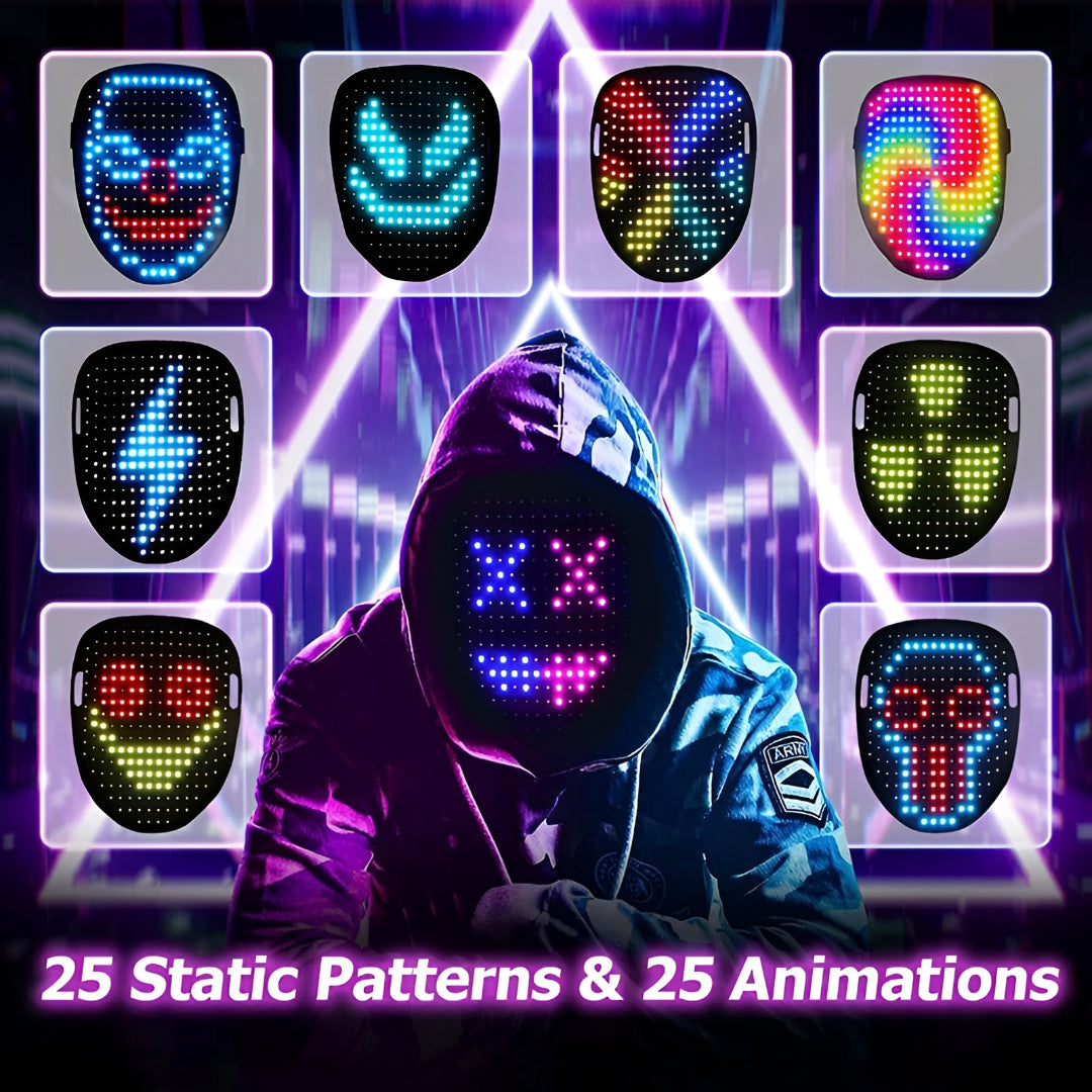 Halloween Costume LED Mask Light Up Cosplay Party Face Gear