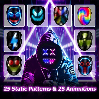 Halloween Costume LED Mask Light Up Cosplay Party Face Gear