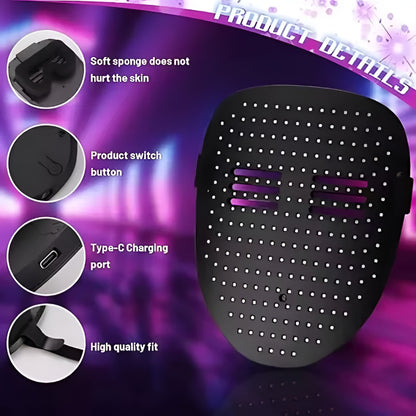 Halloween Costume LED Mask Light Up Cosplay Party Face Gear