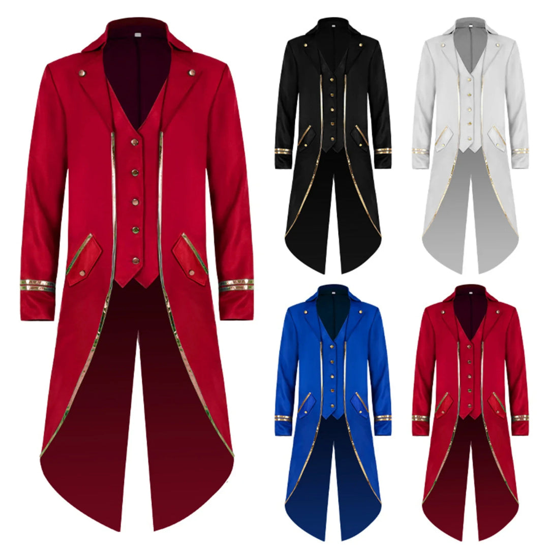 Halloween Costume Mens Tailcoat Jacket Medieval Cosplay Coat