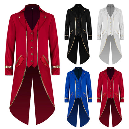 Halloween Costume Mens Tailcoat Jacket Medieval Cosplay Coat