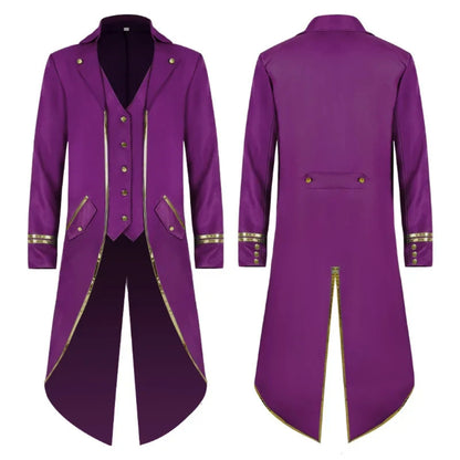 Halloween Costume Mens Tailcoat Jacket Medieval Cosplay Coat