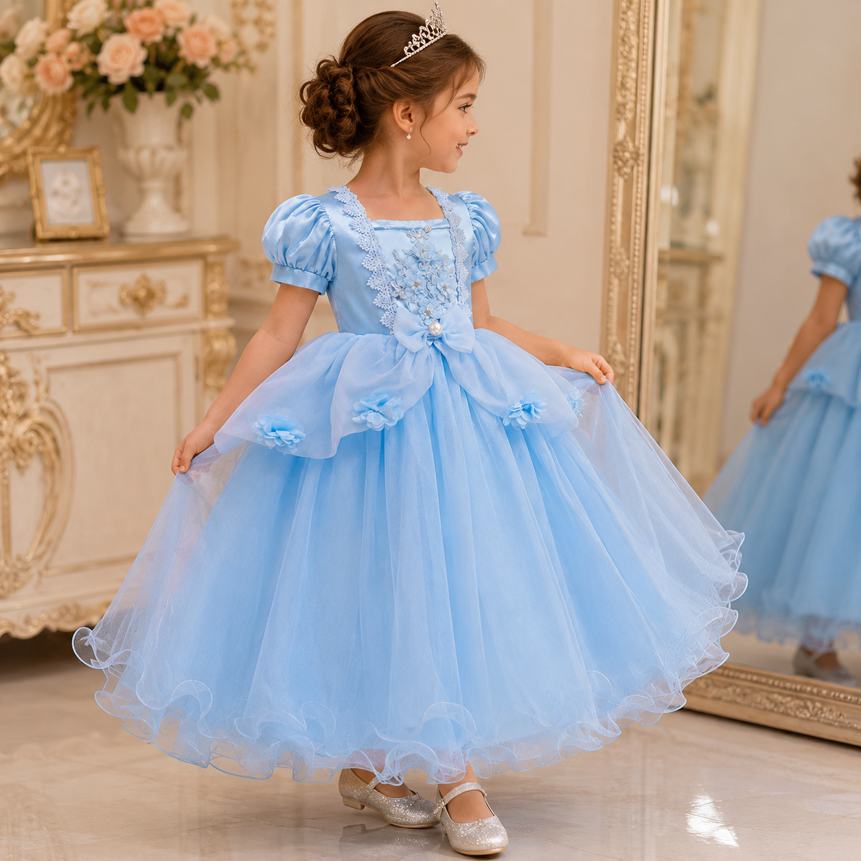 Halloween Costume Party Girls Dress Ruffled Princess