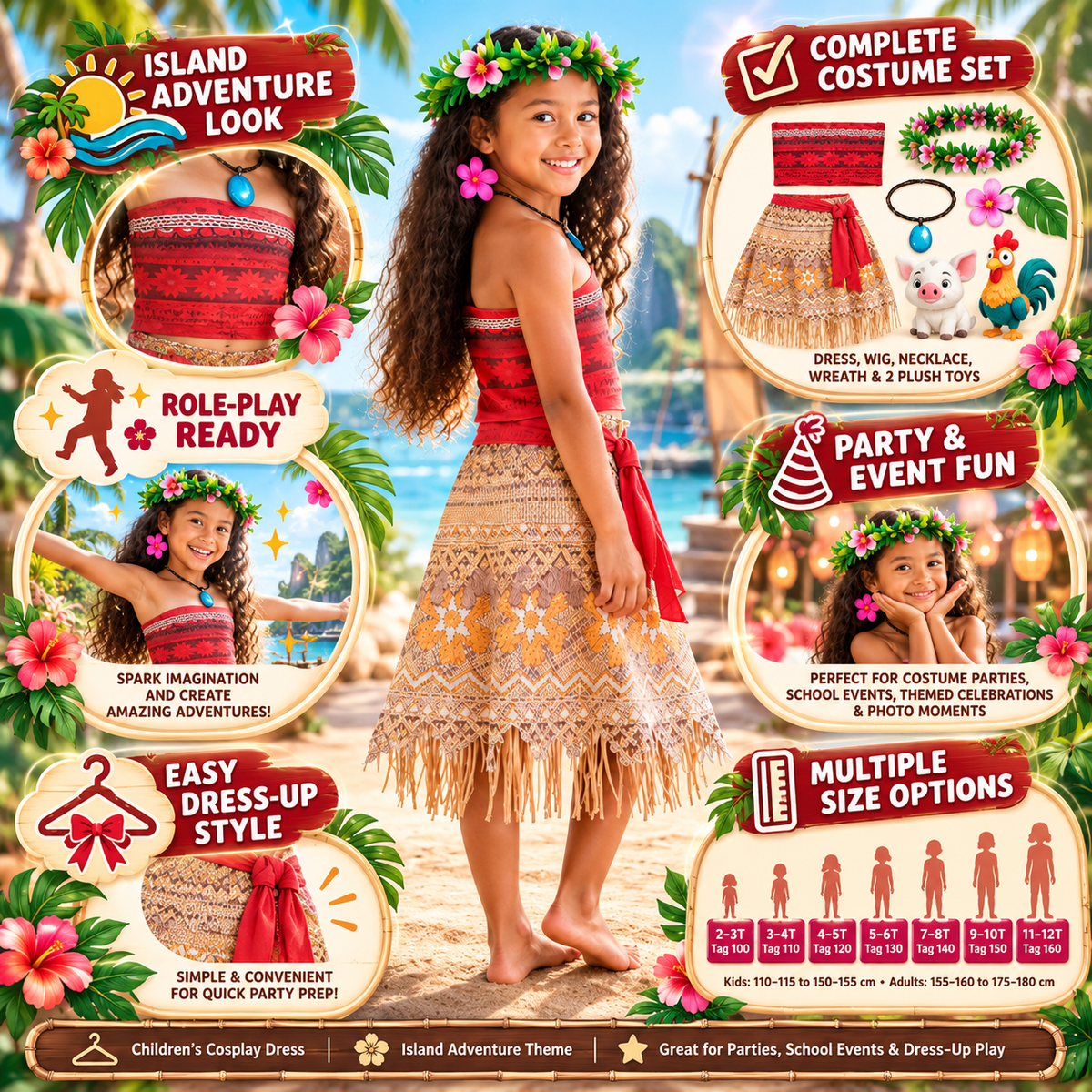 Halloween Costume Princess Costume Island Dress Up Party Outfit