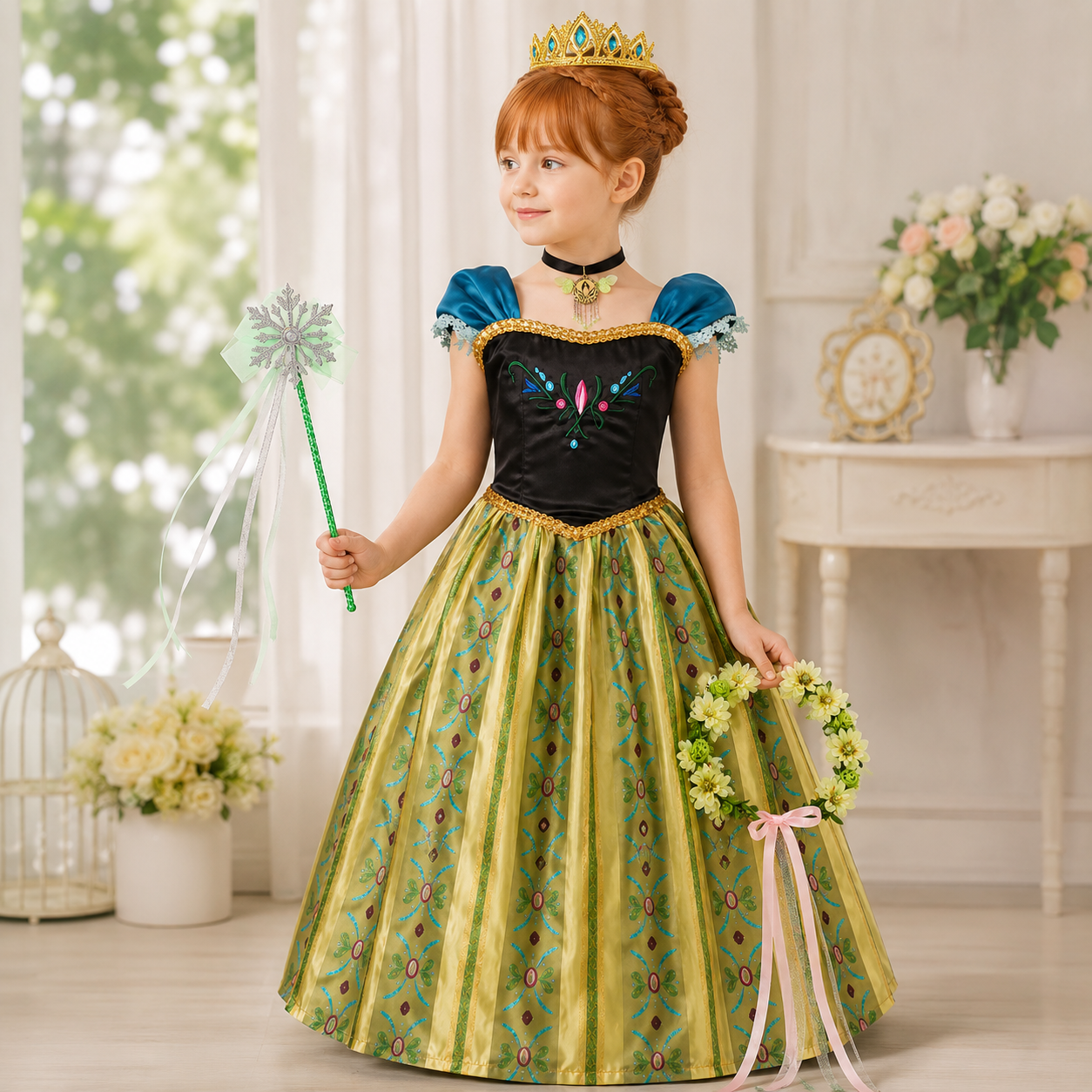 Halloween Costume Princess Dress Crown Royalty Outfit