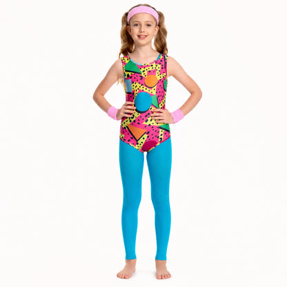 Halloween Costume Retro Fitness Cosplay Jumpsuit 80s Costume